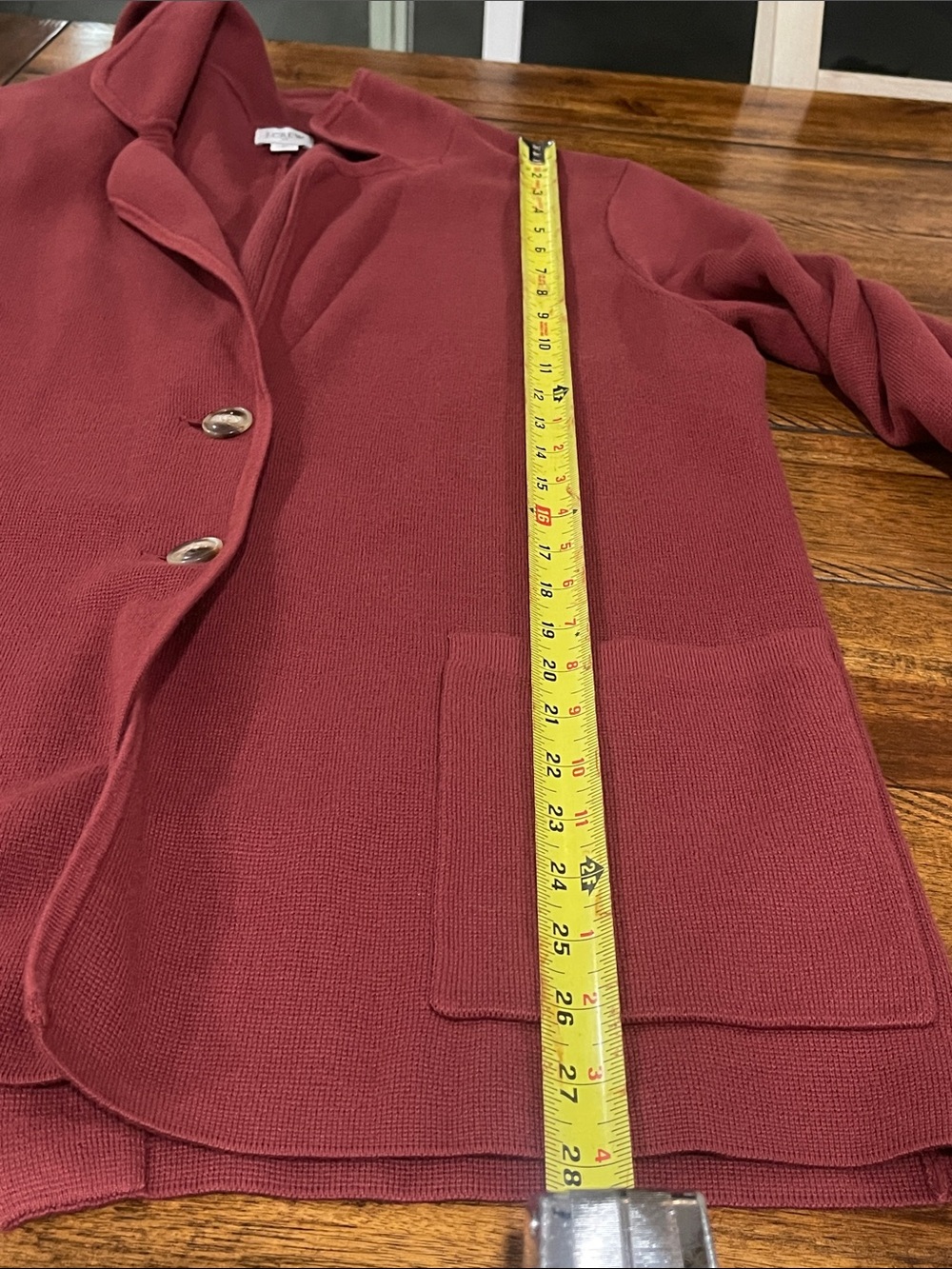 J. Crew Factory Rust Red Knit open front Blazer Jacket Cardigan two button sz M - Picture 6 of 10
